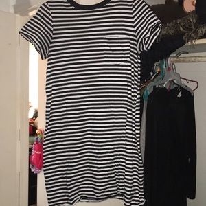 Black and white striped dress